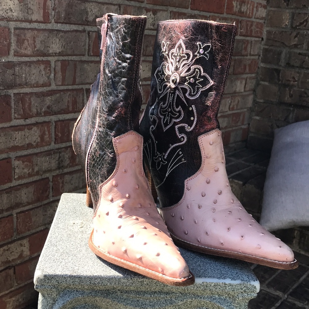 🚨B2G1 CAMILA Deep Berry Roses Pink Leather Pointy Toe Ankle Heeled Boots
